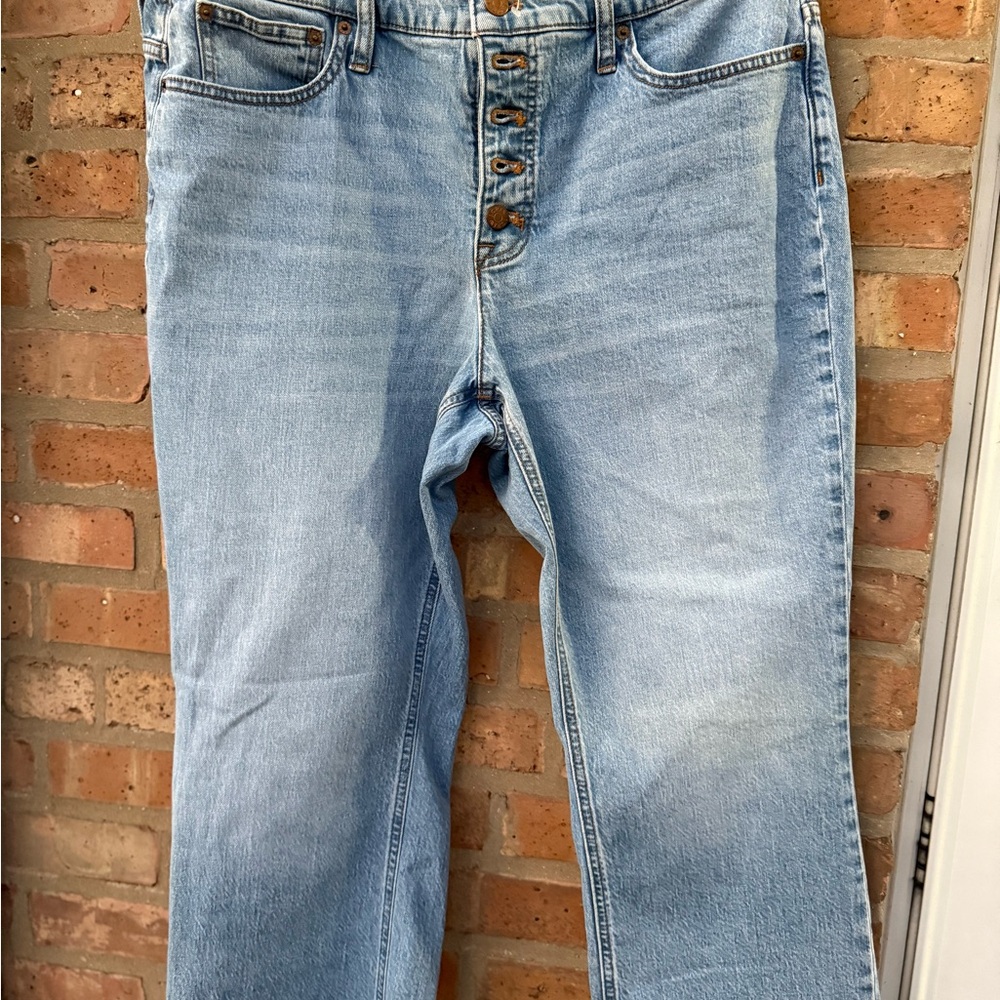 J. Crew Mid-Rise Flare Crop Jeans in Light Blue - Picture 1 of 4